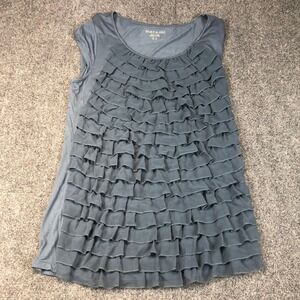 MAC‎ & JAC Gray Ruffle Front Cap Sleeve Tunic Top Women's XL